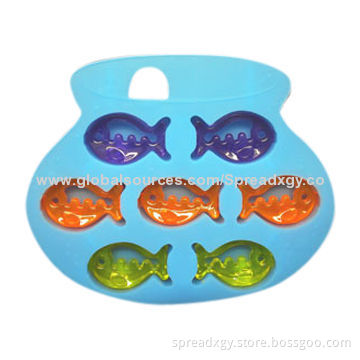 Silicone ice cube trays in various shapes and sizes
